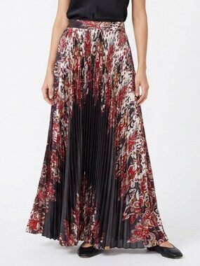 Temptation Italy Knife Pleated Print Maxi Skirt-  Sz. Sm/Med